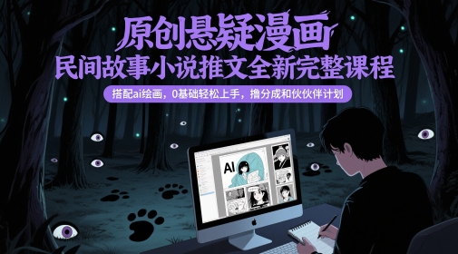 原创悬疑漫画民间故事小说推文全新完整课程， 搭配ai绘画，0基础轻松上手，撸分成和伙伴计划-副业网