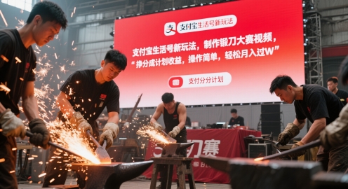 支付宝生活号新玩法，制作锻刀大赛视频，挣分成计划收益，操作简单，轻松月入过W-副业网