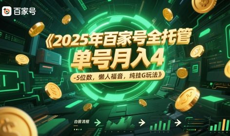 2025年百家号全托管，单号月入4-5位数，懒人福音，纯挂G玩法-副业网