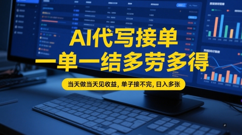 AI代写接单，一单一结多劳多得，当天做当天见收益，单子接不完，日入多张【全网最全实操课程】-副业网