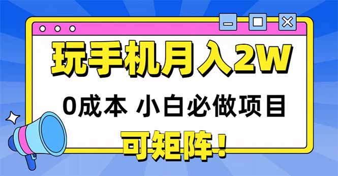 （14879期）玩玩手机月入20000+，0成本小白必做项目，可矩阵-副业网