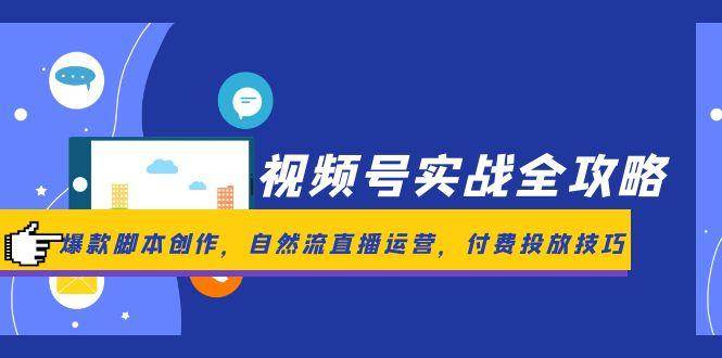 视频号实战全攻略，爆款脚本创作，自然流直播运营，付费投放技巧-副业网