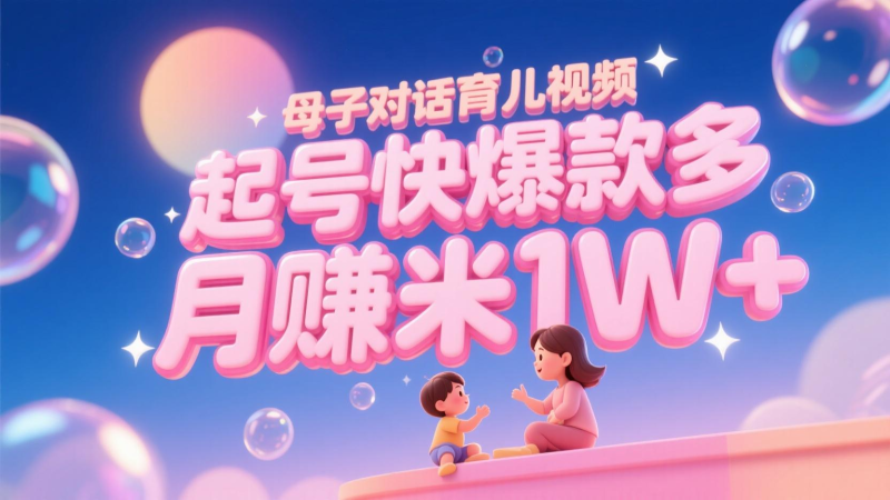 AI生成母子对话育儿类视频，起号快爆款多，小白宝妈轻松学，多渠道变现，月赚米1W+-副业网