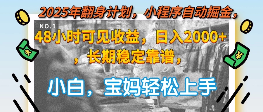 2025年翻身计划，小程序自动掘金48小时可见收益，日入2000+，长期稳定…-副业网