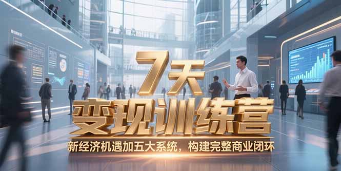 7天咨询师变现训练营，新经济机遇加五大系统，构建完整商业闭环-副业网