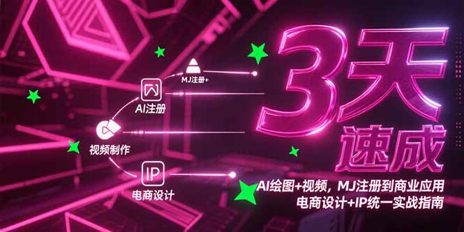 3天速成AI绘图+视频，MJ注册到商业应用，电商设计+IP统一实战指南-副业网