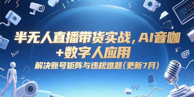 半无人直播带货实战，AI音咖+数字人应用 解决账号矩阵与违规难题(更新7月-副业网