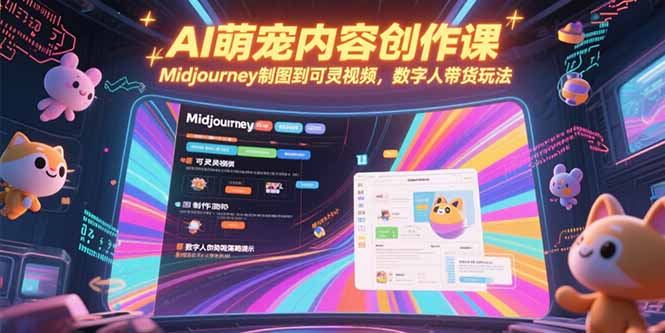 AI萌宠内容创作课，Midjourney制图到可灵视频，数字人带货玩法-副业网