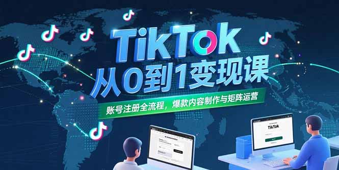 TikTok从0到1变现课，账号注册全流程，爆款内容制作与矩阵运营-副业网