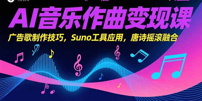 AI音乐作曲变现课，广告歌制作技巧，Suno工具应用，唐诗摇滚融合-副业网