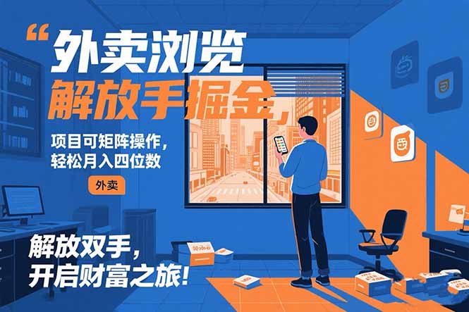 外卖浏览掘金项目 可矩阵操作 轻松日入500+-副业网