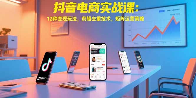 抖音电商实战课：12种变现玩法，剪辑去重技术，矩阵运营策略-副业网