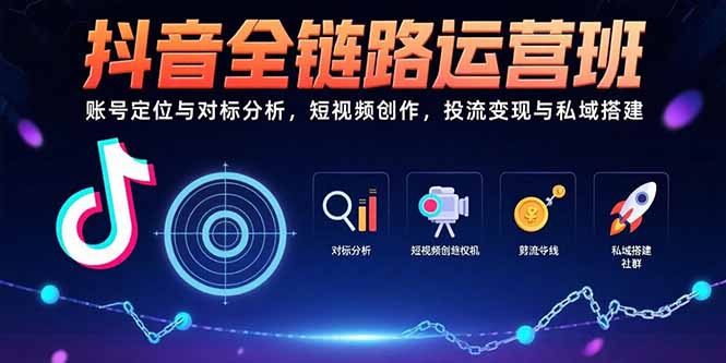 抖音全链路运营班:账号定位与对标分析,短视频创作,投流变现与私域搭建-副业网