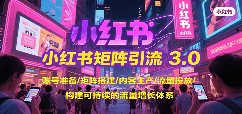 小红书矩阵引流3.0，账号准备/矩阵搭建/内容生产/流量投放/构建可持续的流量增长体系-副业网