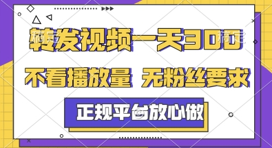转发视频一天3张+，正规平台放心做，不看播放量，无粉丝要求，随时随地挣收益【揭秘】-副业网