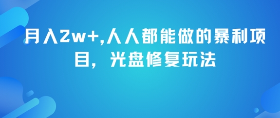 月入2w+，人人都能做的暴利项目，光盘修复玩法-副业网