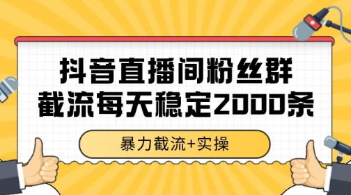 抖音直播间粉丝群暴力截流，一台电脑每天稳定2000条数据【揭秘】-副业网
