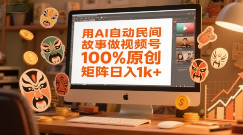 用AI自动民间故事做视频号，100%原创，矩阵日入1k+-副业网