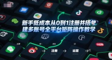 新手低成本从0到1注册并搭建多账号全平台矩阵操作教学，手机号-邮箱-IP-工具-副业网