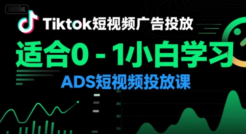 Tiktok短视频广告投放，适合0-1小白学习ADS短视频投放课-副业网