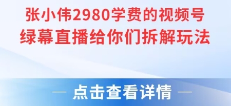张小伟2980付费额视频号绿幕直播给你们拆解玩法-副业网