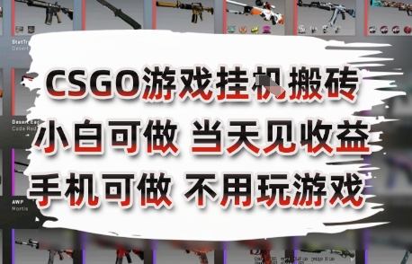 CSGO游戏挂G搬砖，小白纯手机即可操作，不用电脑打游戏，日入3张+，副业网创项目【揭秘】-副业网