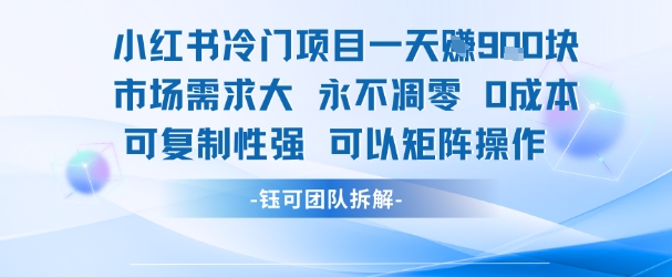 小红书冷门项目一天收益9张，市场需求大，0成本，可复制性强可以矩阵操作-副业网