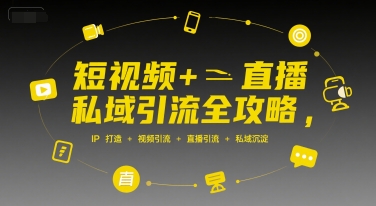 短视频+直播私域引流全攻略，IP打造 +视频引流 +直播引流 +私域沉淀-副业网