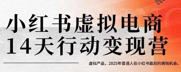 小红书虚拟电商14天变现训练营，虚拟产品，2025年普通人在小红书最后的搞钱机会-副业网