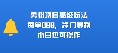 男粉项目高级玩法，每单899，冷门暴利，小白也可操作-副业网