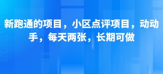 新跑通的项目，小区点评项目，动动手，每天两张，长期可做-副业网