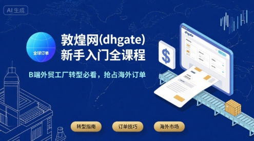 敦煌网(dhgate)新手入门全课程，B端外贸工厂转型必看，抢占海外订单-副业网