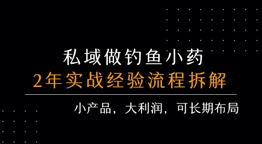 私域做钓鱼小药 每单利润3张+ 详细流程拆解-副业网