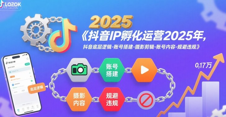 抖音IP孵化运营2025年，抖音底层逻辑-账号搭建-摄影剪辑-账号内容-规避违规-副业网