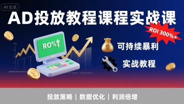 AD投放教程课程实战课，实现广告ROI300%+可持续暴利-副业网