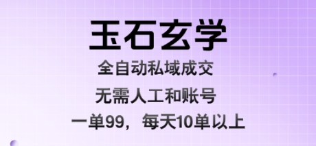 玉石玄学全自动私域成交，一单99每天十单以上，无需人工和矩阵账号，蓝海项目直接干【揭秘】-副业网