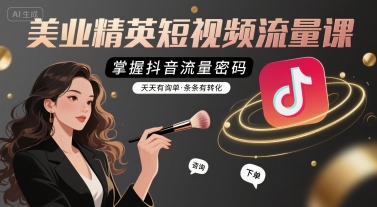 美业精英短视频流量课，掌握抖音流量密码，天天有询单，条条有转化-副业网