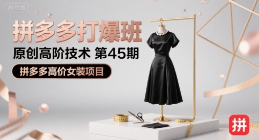 拼多多打爆班原创高阶技术第45期，拼多多高价女装项目-副业网