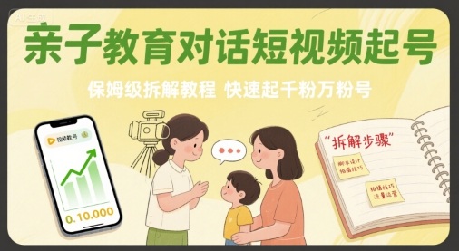 亲子教育对话短视频起号，保姆级拆解教程，快速起千粉万粉号-副业网