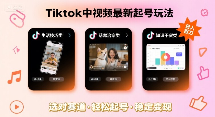 Tiktok中视频最新起号玩法，想要日入百刀，做好这几个赛道就可以了-副业网