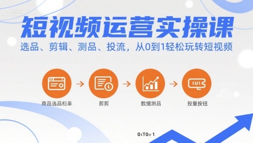 短视频运营实操课，选品、剪辑、测品、投流，从0到1轻松玩转短视频-副业网