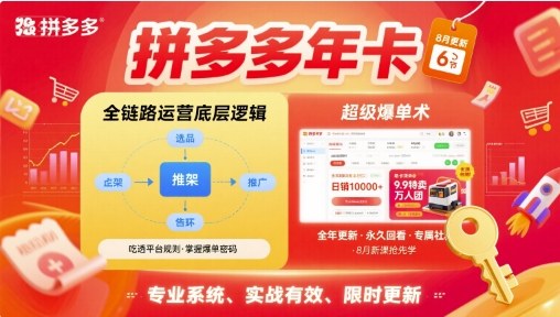 拼多多年卡【8月更新6节】拼多多全链路运营底层逻辑，超级爆单术-副业网