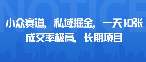小众赛道，私域掘金，一天多张，成交率极高，长期项目-副业网