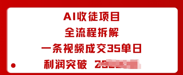 AI收徒项目全流程拆解一条视频成交35单日利润突破1k+-副业网