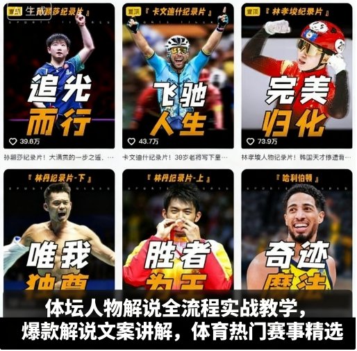 体坛人物解说全流程实战教学，爆款解说文案讲解，体育热门赛事精选-副业网