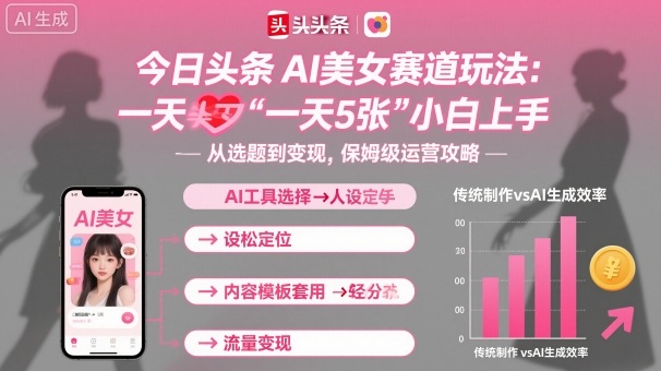 今日头条AI美女赛道玩法，一天轻松5张，小白轻松上手-副业网