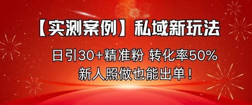 【实测案例】私域新玩法，日引30+精准粉，转化率50%，新人照做也能出单！-副业网
