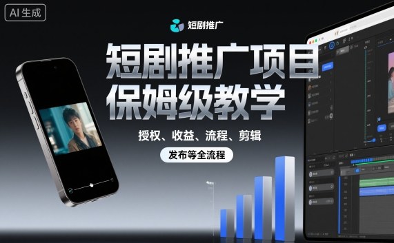 短剧推广项目保姆级教学，授权、收益、流程、剪辑，发布等全流程-副业网