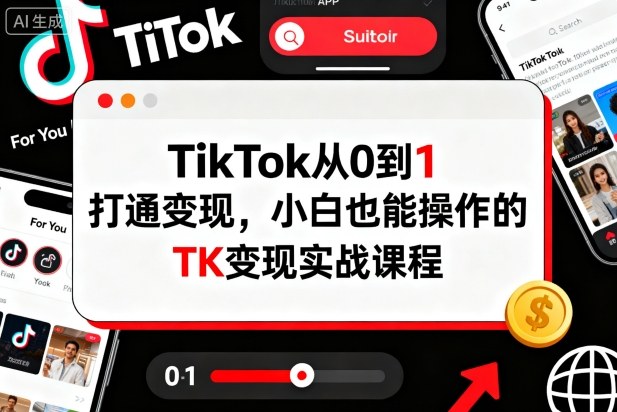 TikTok从0到1打通变现，小白也能操作的TK变现实战课程-副业网