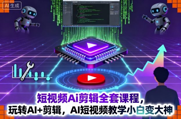 短视频Ai剪辑全套课程，玩转AI+剪辑，AI短视频教学小白变大神-副业网